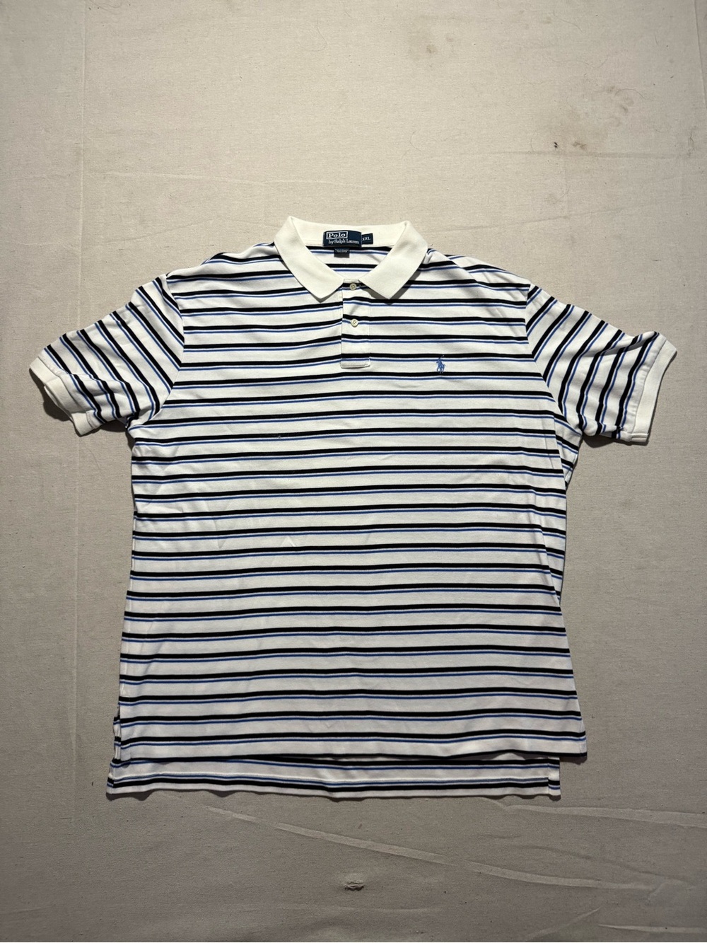 Polo Ralph Lauren Striped Pony Shirt Mens White Blue & Black Polo Shirt